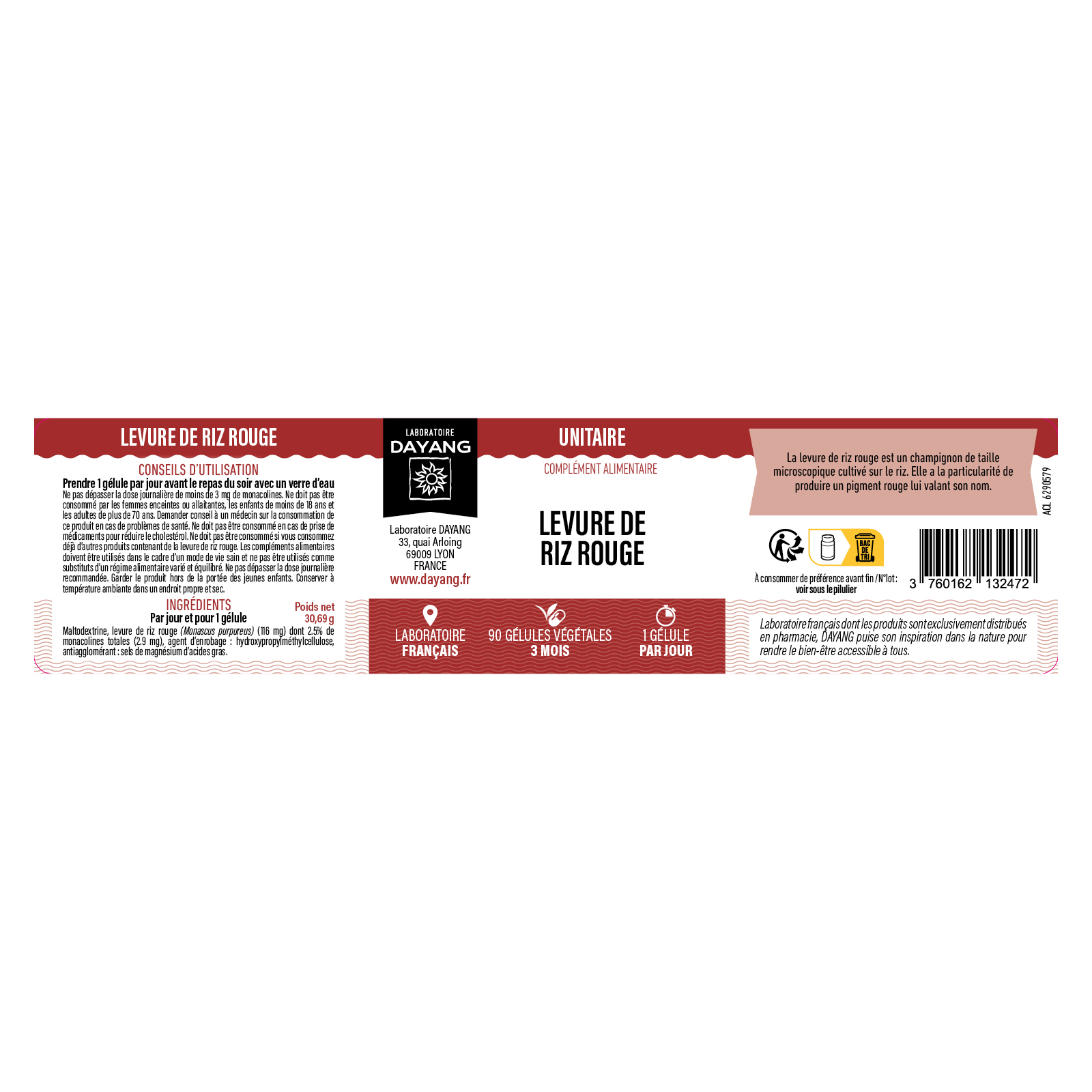 Levure de riz rouge 2,9 mg