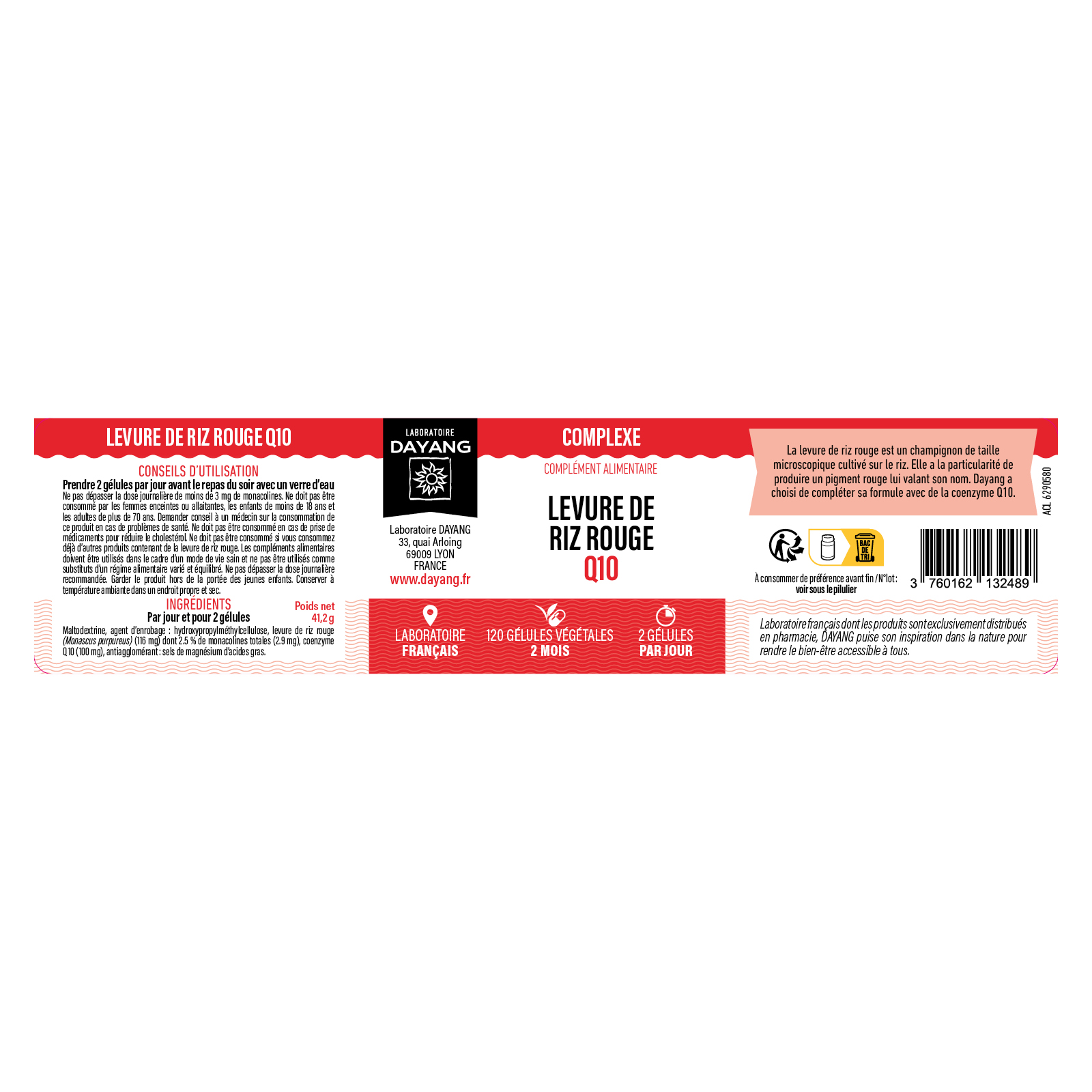 Levure de riz rouge 2,9 mg + Q10