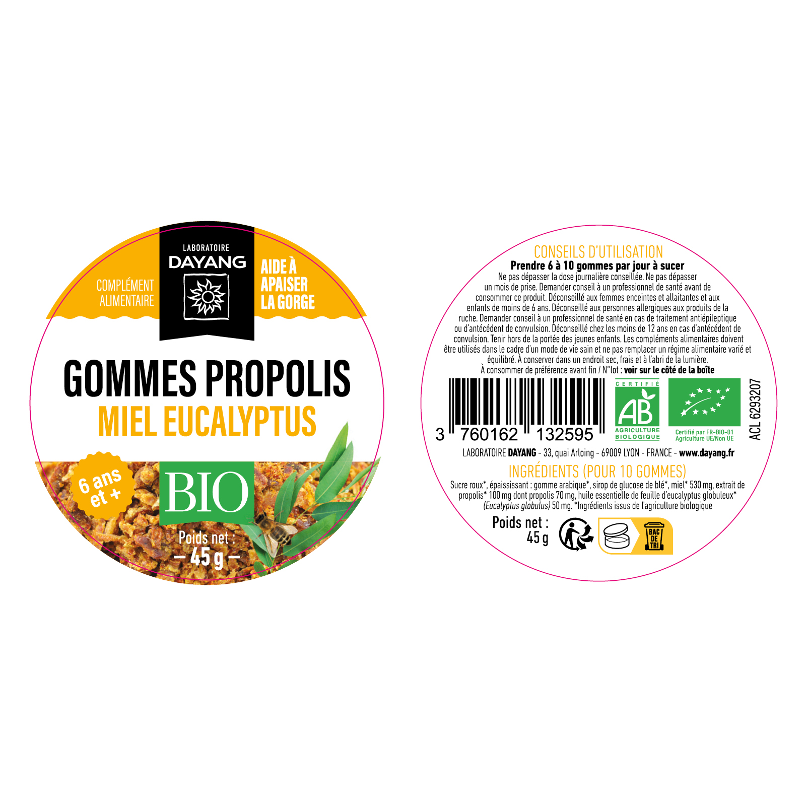 Gommes propolis miel eucalyptus BIO