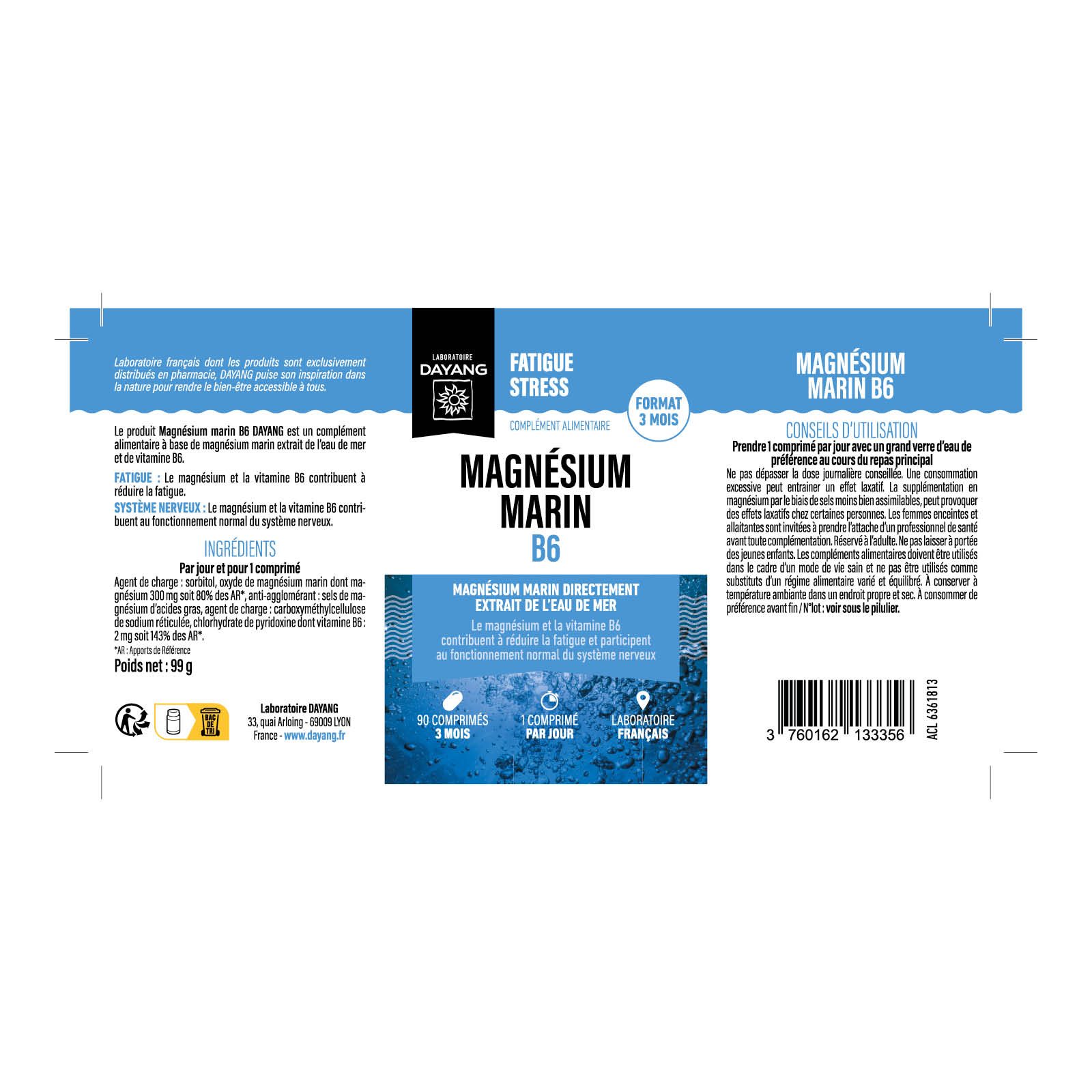 Magnésium marin - 3 mois (300 mg - B6)