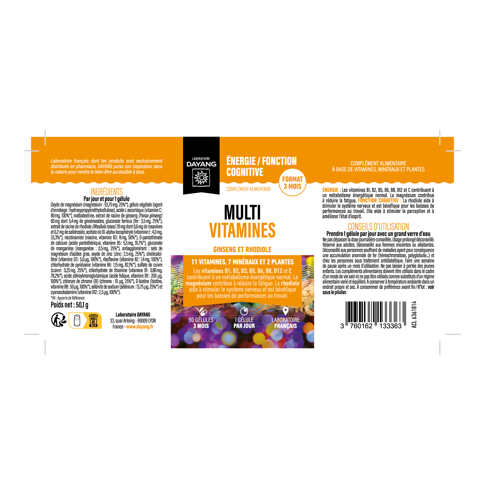 Multivitamines ginseng rhodiole - 3 mois